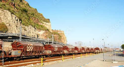 Tren de mercancías en el puerto de Barcelona