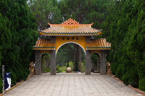 Gate pagoda to Monastery. Dalat. Vietnam.
