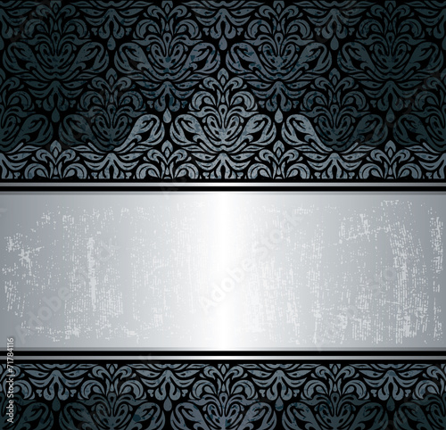 Black & silver luxury vintage wallpaper background