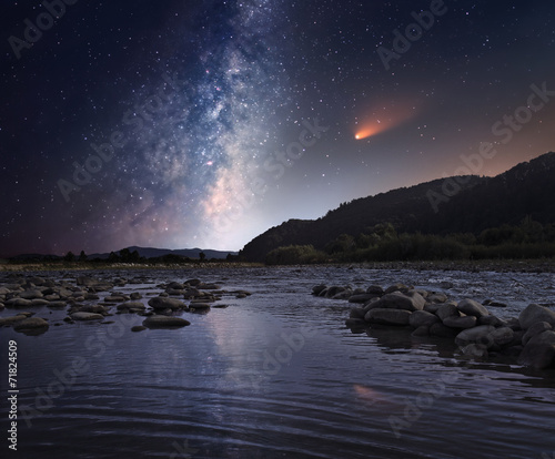 Comet over the night river