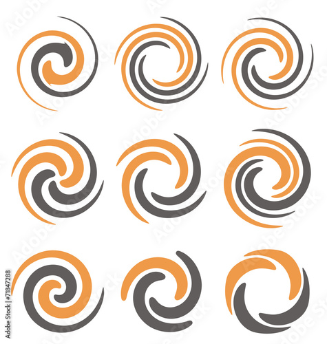 Set of spiral and swirls symbols and icons