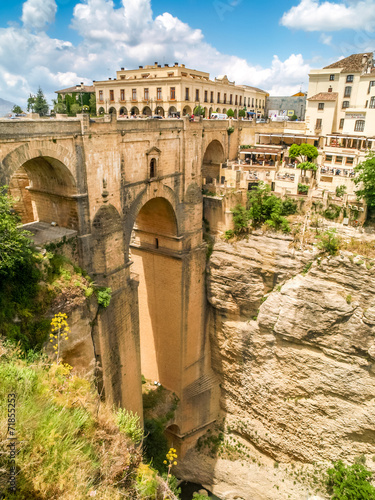 view of buildings over cliff in ronda, spain