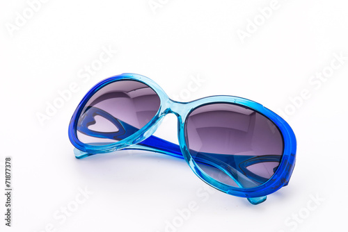 Blue sun glasses isolated on white background