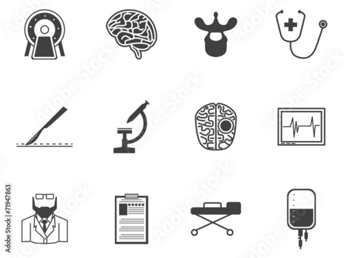 Black icons for neurosurgery