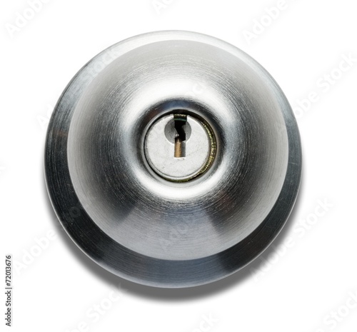 Doorknob with Key Lock on White