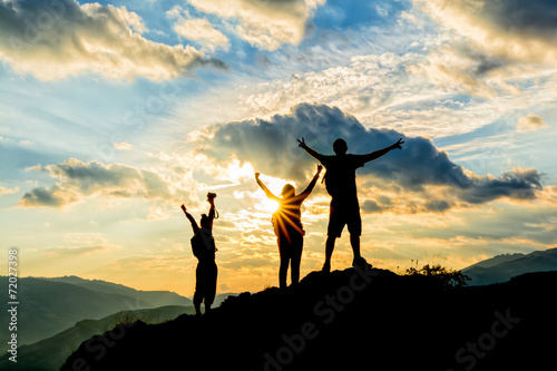 hikers celebrating success