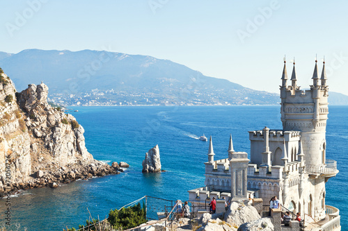 view of Black Sea coast with Swallow's Nest castle