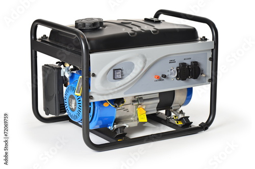 Gasoline powered, emergency electric generator isolated
