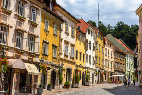 Buildings in historic centre of Ljubljana, Slovenia