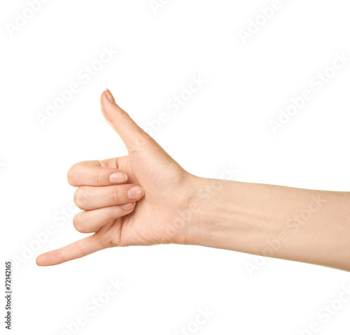 Female caucasian hand gesture isolated