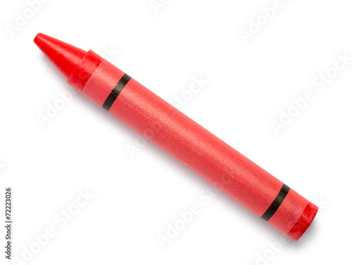 Red Crayon Wax Pencil on White Background