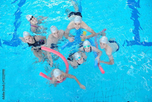 children group at swimming pool