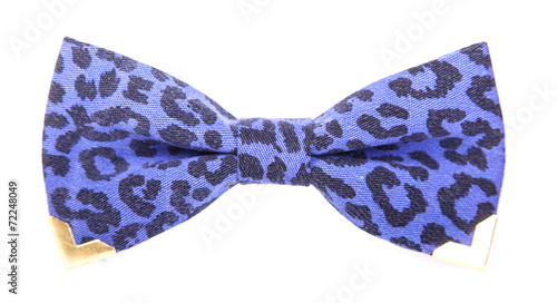 blue bow tie with leopard skin print