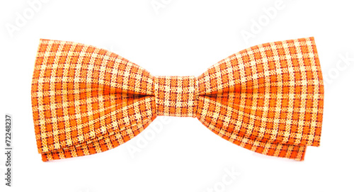 orange bow tie with white stripes