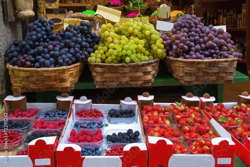 zestaw owoców na ulicznym straganie