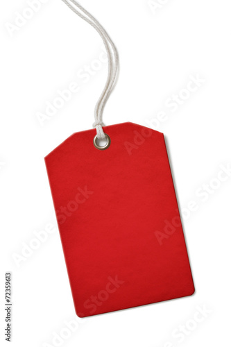 Red blank paper price or sale tag isolated