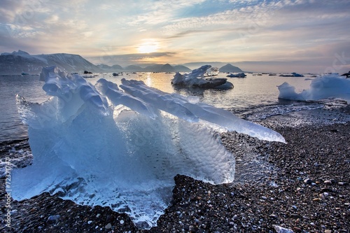 Ice on the Arctic beach - Svalbard
