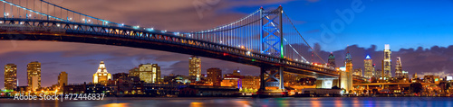 Philadelphia skyline panorama at dusk, US