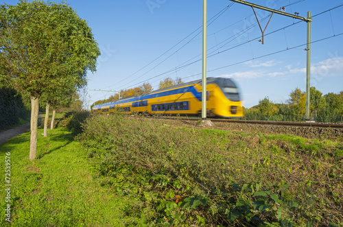 Passenger train moving at high speed