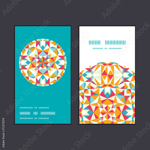 Vector colorful triangle texture vertical round frame pattern