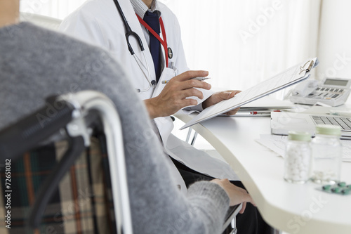 Patient sitting in a wheelchair