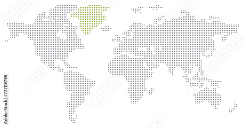 Dotted World Map - Green Land