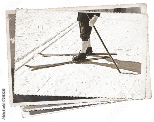 Black and white photos, Vintage photos Old skis and boots