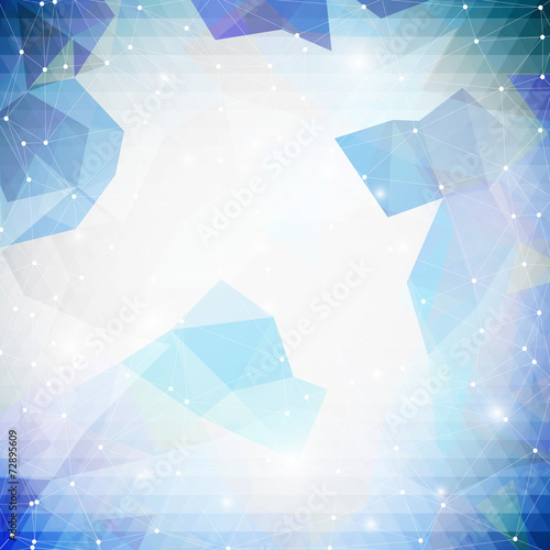 Colorful blue geometric background, abstract triangle pattern