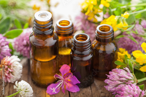 essential oils and medical flowers herbs