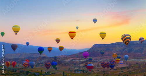 Hot air balloons sunset
