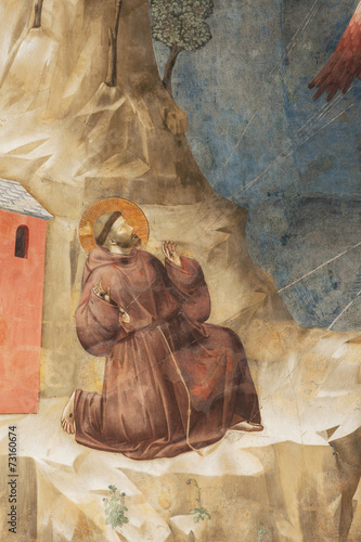 Stigmatisation des hl. Franziskus von Giotto in Assisi (Detail), Umbrien, Italien