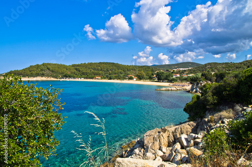 Beachscape of Aegean sea, Destenika beach, Sithonia