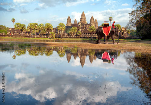 Cambodia, Siem Reap, Angkor wat khmer temple landscape photograp