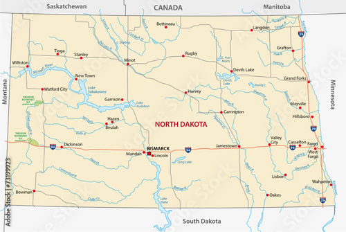 north dakota road map