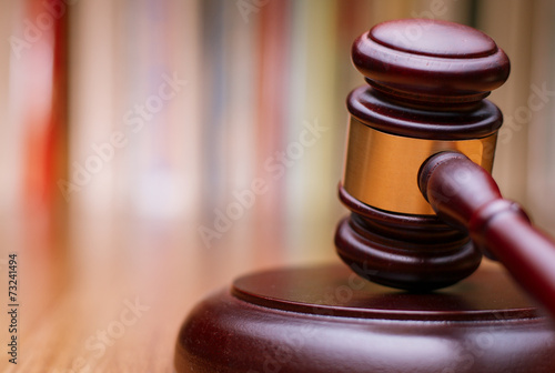 Close up Wooden Law Gavel on the Table