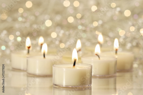 Group of tea lights for holiday celebrations