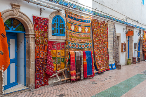Oriental carpets for sale in the medina of Essaouira, Morocco