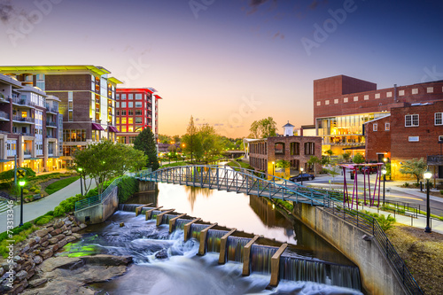 Greenville, South Carolina, USA Downtown Cityscape