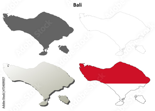 Bali blank outline map set