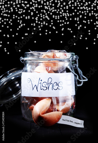 Glass jar of fortune cookies as a gift