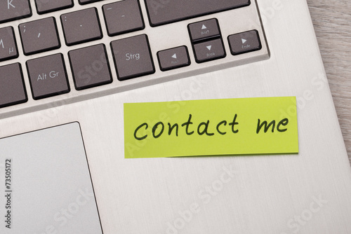 Contact Me Sticky Note On Laptop