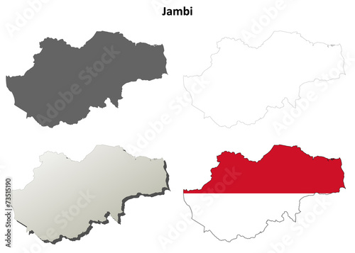 Jambi blank outline map set