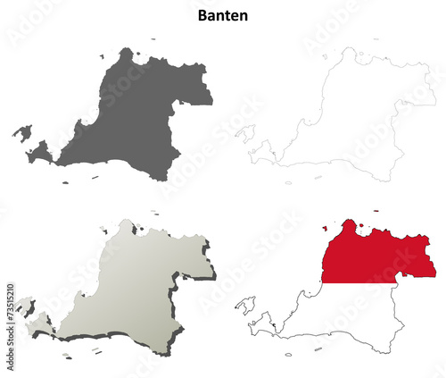 Banten blank outline map set