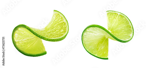 LIme slice twist isolated on white background