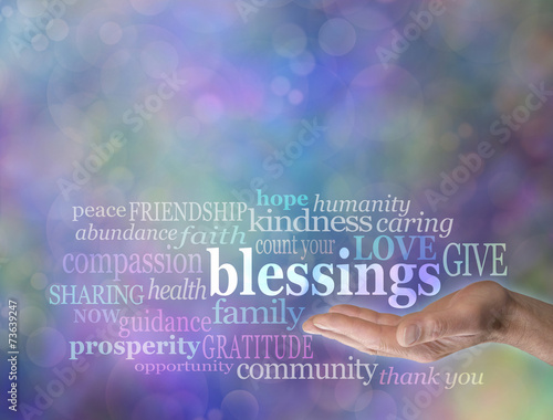 Count Your Blessings Word Cloud on Bokeh Background