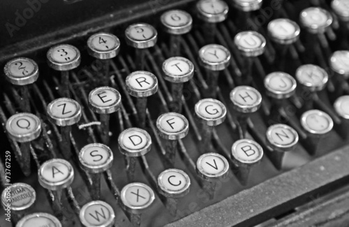 old keyboard of an old typewriter used in the 40s