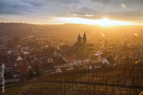 Stadt Esslingen im Sonnenuntergang