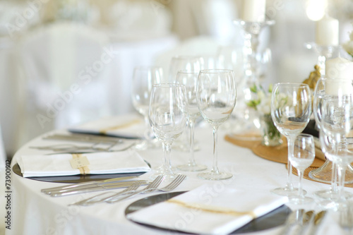 Table set for an event party or wedding reception