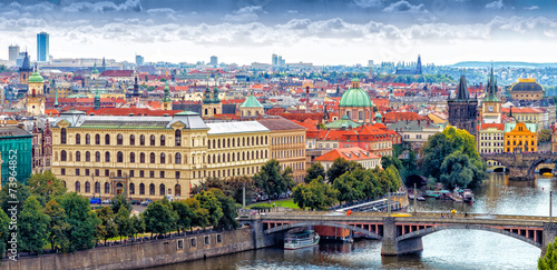 Bridges and rooftops of Prague