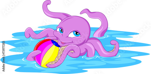 cute octopus cartoon with a ball